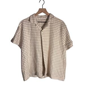 SAN FRANCISCO WORK SHIRTS men’s crochet resortwear Cream button up shirt XL